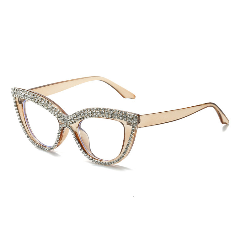 New Designer sunglasses Diamond-Studded Minimalist Cat Eye Chain Reading Glasses - TEMU Trending Luxury Moissanite Eyewear for Women