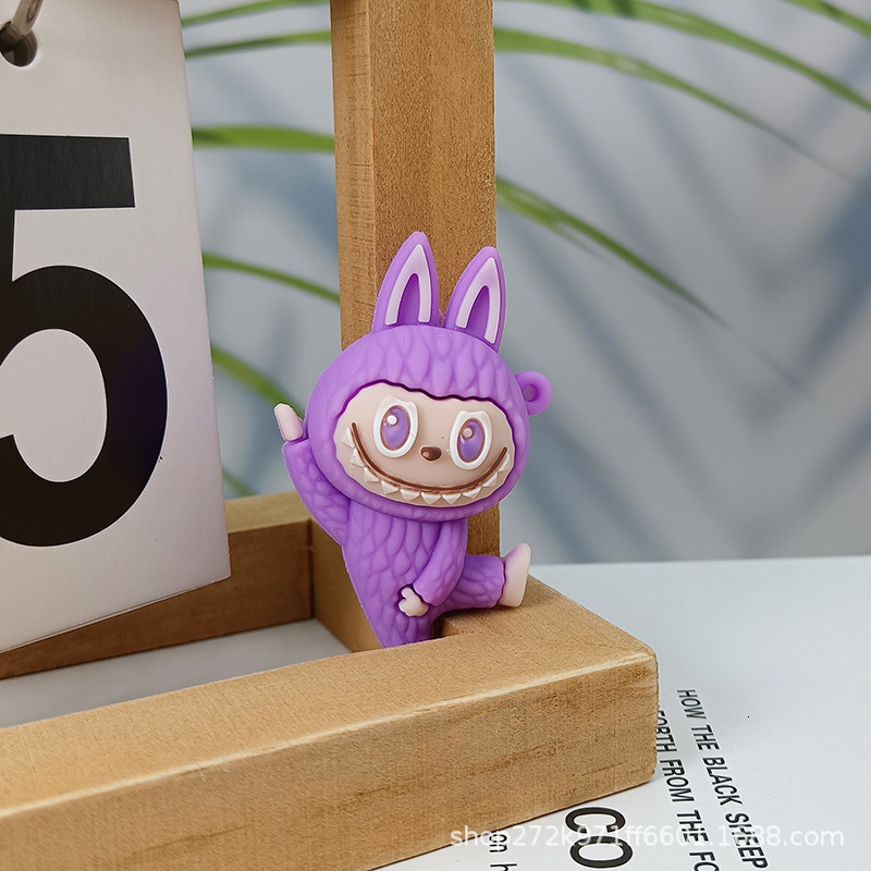 New Yoga Labubu Keychain Blind Designer Keychain Box Blind Bag 3D Plush Toy Cross-border Free Delivery Labubu Little Sheep Backpack Pendant