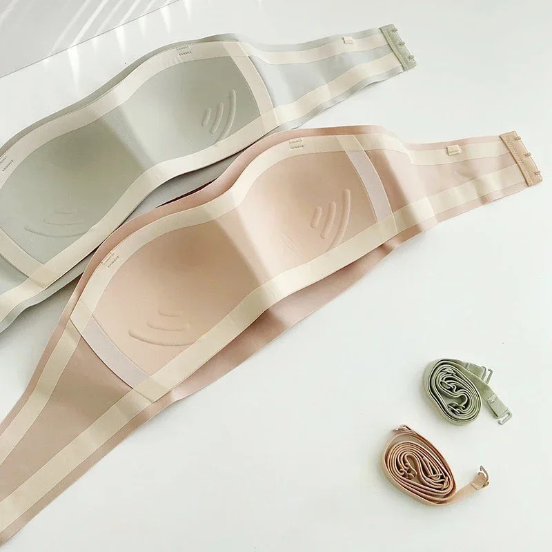 OWEQ Women Sexy Push Up Bra Invisible Beauty Back Non Slip Strapless Wireless Bras Lingerie Without Straps 250609