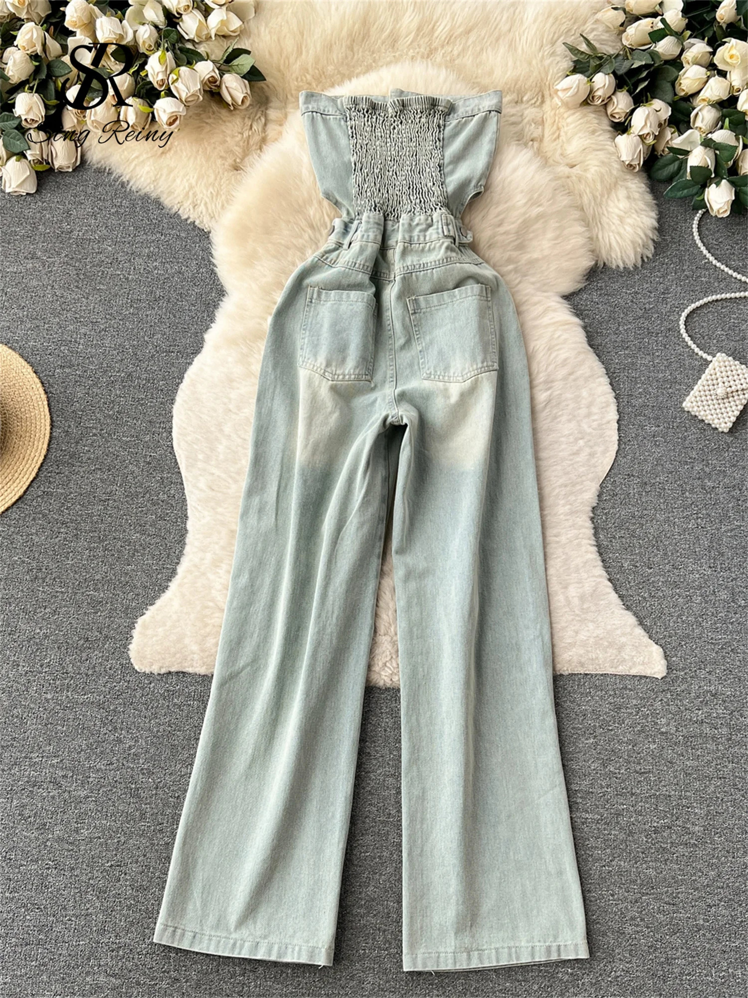 SINGREINY American Retro Streetwear Denim Jumpsuits Zipper Pocket High Waist Wide Legs Ripped Pants Summer Women Slim Rompers 250619