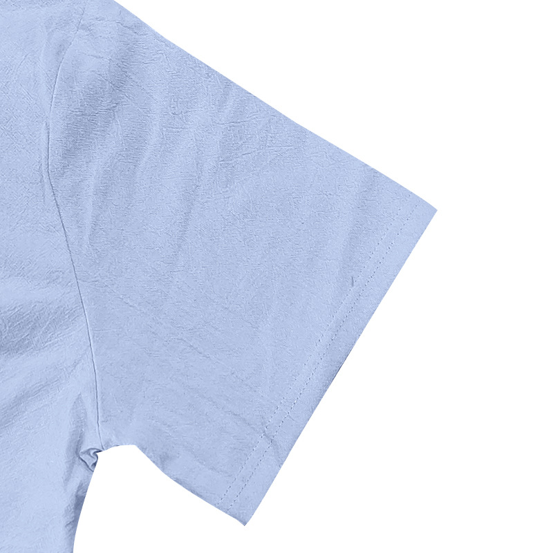 Men's linen shirt, casual short-sleeved simple pullover loose men's hooded Henry short-sleeved T-shirt S-3XL (European Size)