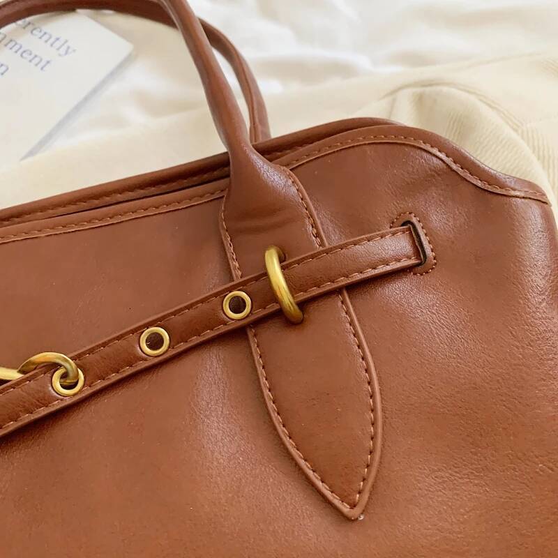 DHSM MOODS Retro Underarm Shoulder Bags For Women 2024 Winter New Designer Handbags Soft PU Leather Big Capacity Shopper Totes