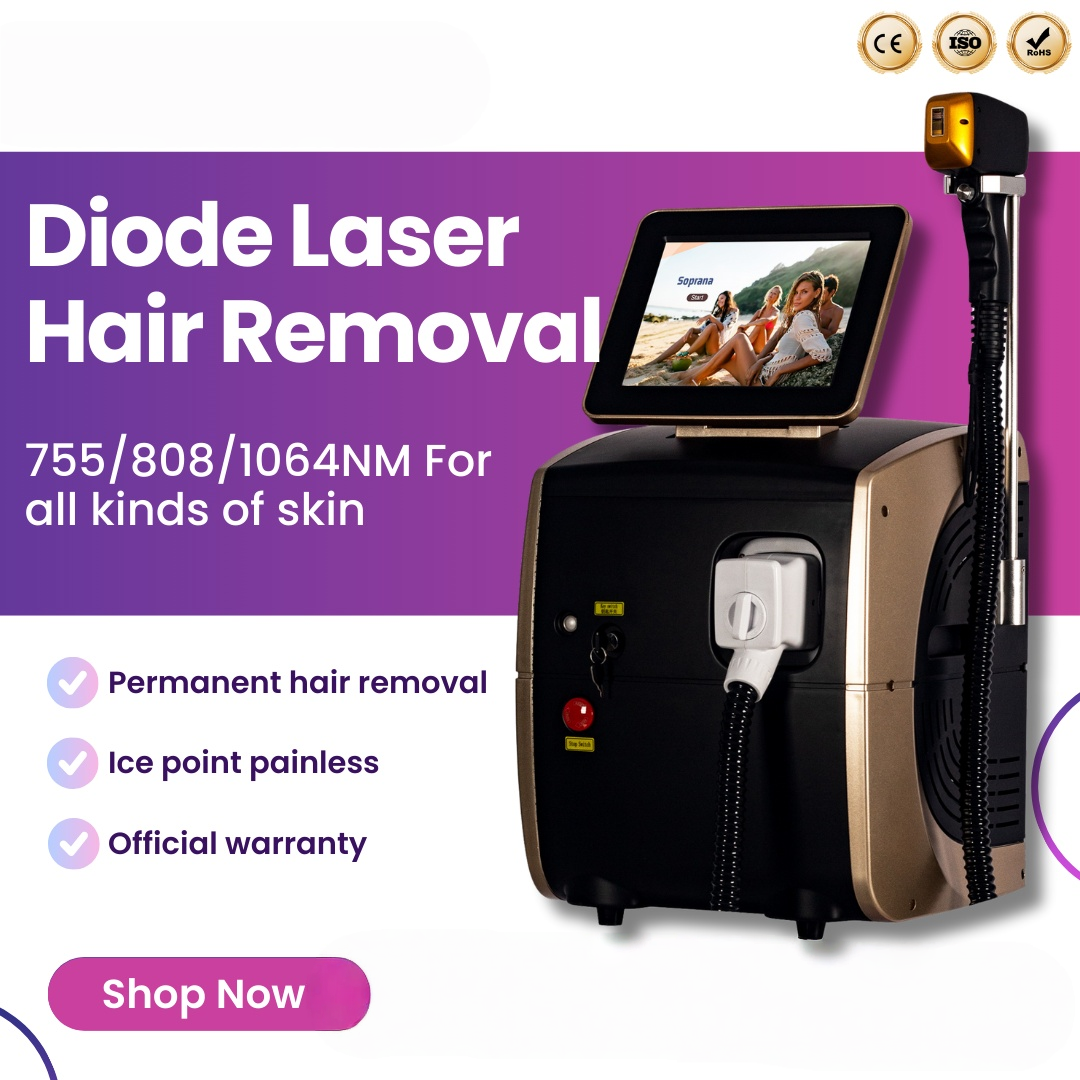 808nm diode laser hair removal machine permanent painless 3 wavelengths 755NM 808NM 1064NM CE ice titanium NEW 2025