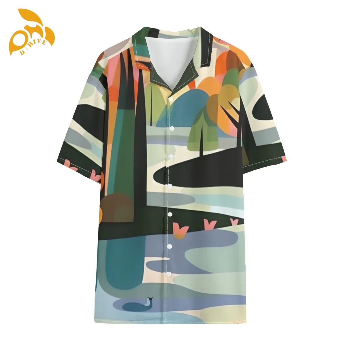 free shipping of customized new All-Over Print Men's Hawaiian Shirt With Button Closure Customize patterns