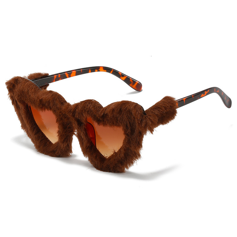 2025 Premium Designer brand sunglasses Plush Heart-Shaped Pink Gradient Hip Hop Streetwear Luxury Sunglasses for Women