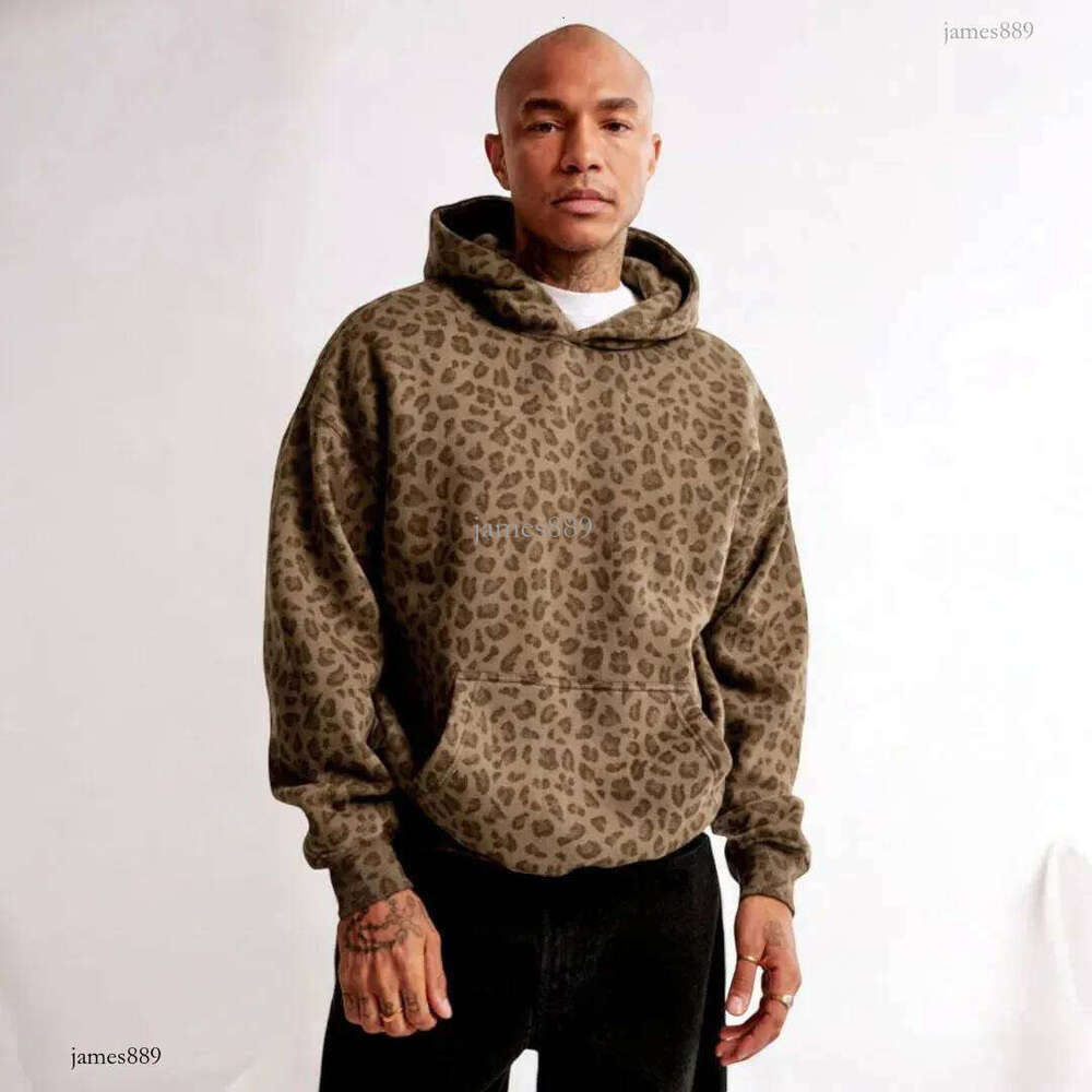 European and American leopard print hooded autumn and winter sweatshirt American retro loose casual trend hoodie Y2K 241214
