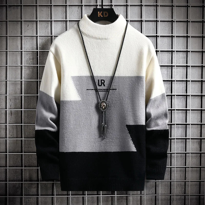 Winter Cashmere Warm Sweater Men Turtleneck Mens Pullover Patchwork Sweaters Tops Knitted Christmas Jumper 250618Y S251110