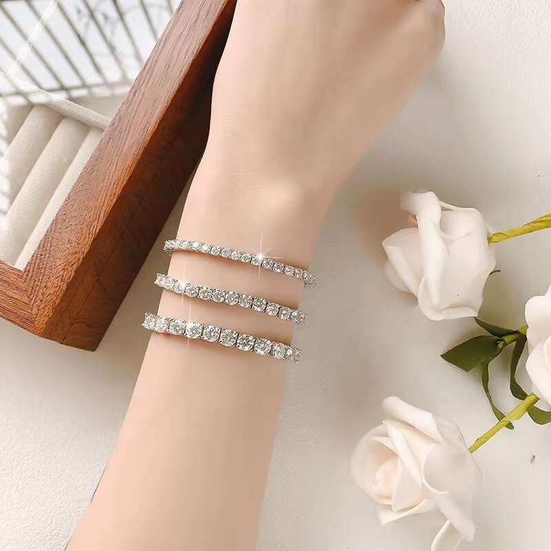 China Supplier Manufacturers Chunky Moissanite Tennis Chain Bracelet 1-Ct Colored Diamond Fine Jewelry Wedding Bracelet