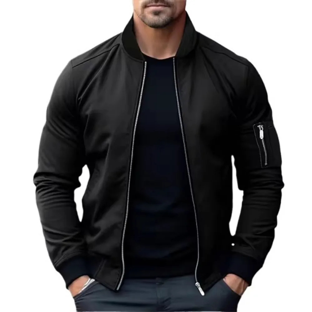 Jackets for Men Solid Color Bomber Jacket Coat Business Male Coats Windbreaker Mens Zipper Korean Basic Streetwear Tops 250619