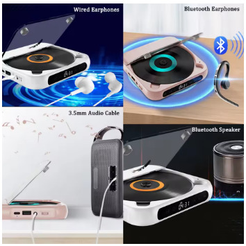 Sound Speaker Bluetooth-Compatible CD Player LCD Screen Car CD Player A-B Repeat USB AUX Playback Gift For Friend Family Student