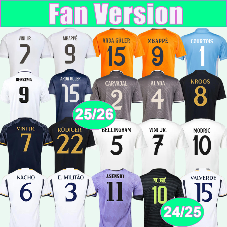 22 23 24 25 26 MBAPPE RODRYGO Mens Soccer Jerseys ARDA GULER VINI JR. ENDRICK BRAHIM MODRIC CARVAJAL Home Away 3rd Goalkeeper Pre-match Suit Footall Shirt