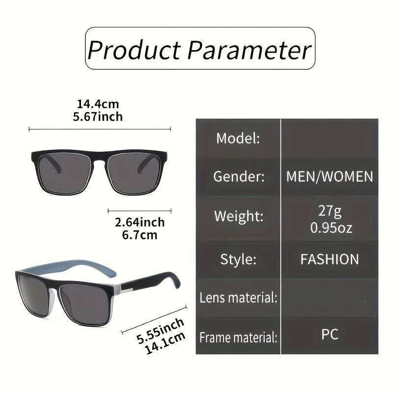 2pcs Square Gradient tipcolor Polarized Sunglasses Anti Glare Sun Shades For Summer Party Vacation Travel Driving Fishing