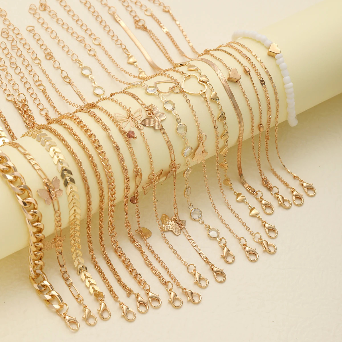 20 PcsSet Bohemian Twisted Snake Chain Anklet For Women Summer Beach Vintage Simple Foot Ankle Bracelet On Leg Jewelry Gifts 250606