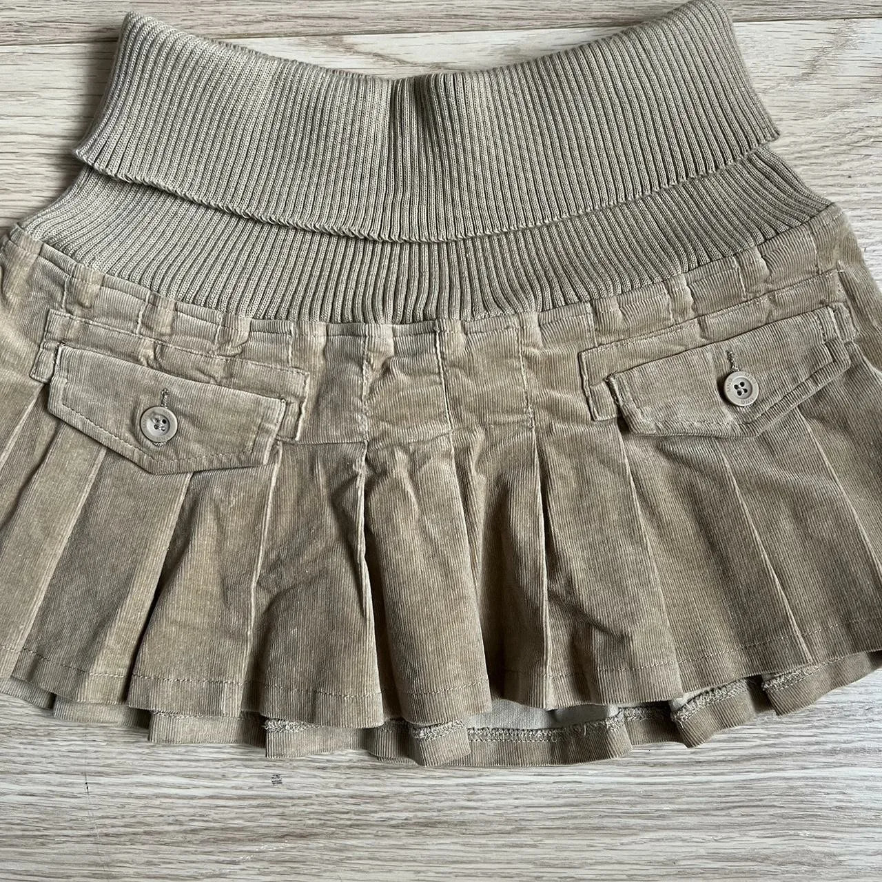 Y2K Ribbed Stretchy Waistband Mini Skirt Gothic Pleated Skirt Womens Harajuku Autumn Winter Retro Apricot Black High Waist Skirt 250619