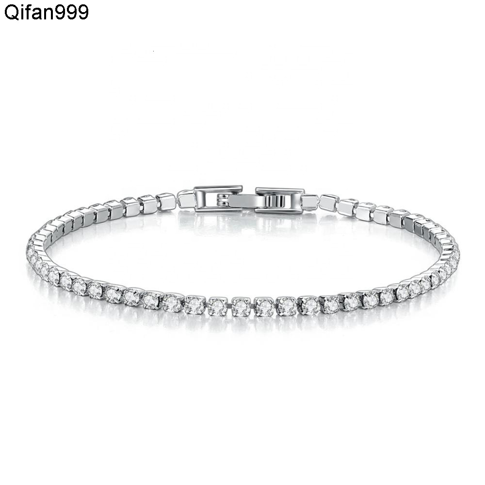 Adjustable 2.5mm Round Shape Cubic Zirconia Diamond Tennis Bracelet Pulseras Mujer