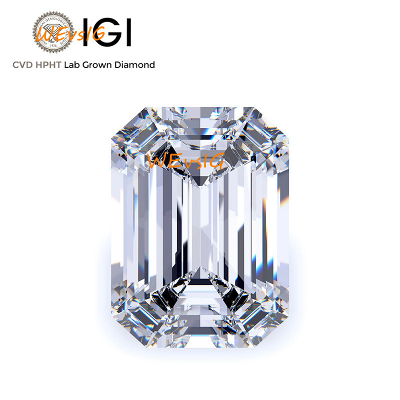 Wholesale 1ct to 5ct Lab Created VS HPHT CVD Lab Grown Diamonds IGI GIA Certified Emerald Cut Jewelry for use in Jewelry Making