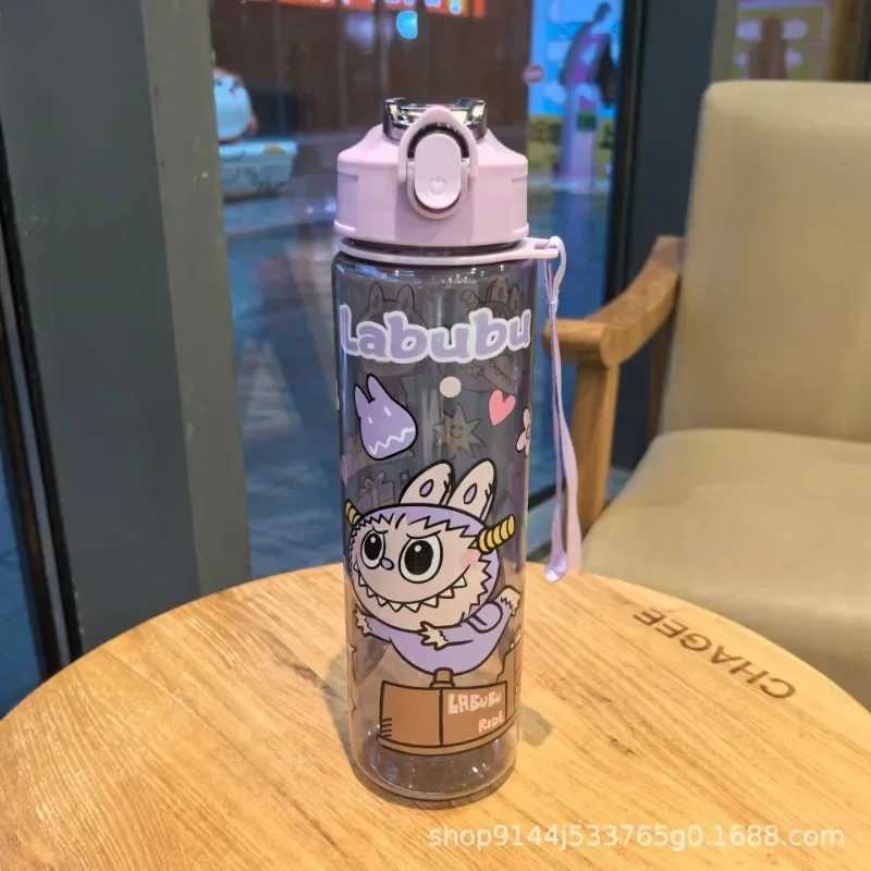 New Labubu Water Glasses for Women and Men Cute Fashion Sports Outdoor with Straw Cup High Value Cartoon Anime Water Bottles Kids Gift M250620