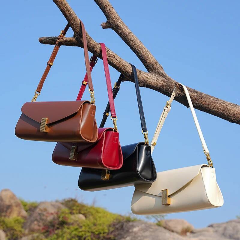 DHGM Hifashion Elegant Genuine Leather Underarm Shoulder Bags For Women 2025 Designer Crossbody Purses Square Ladies Handbags