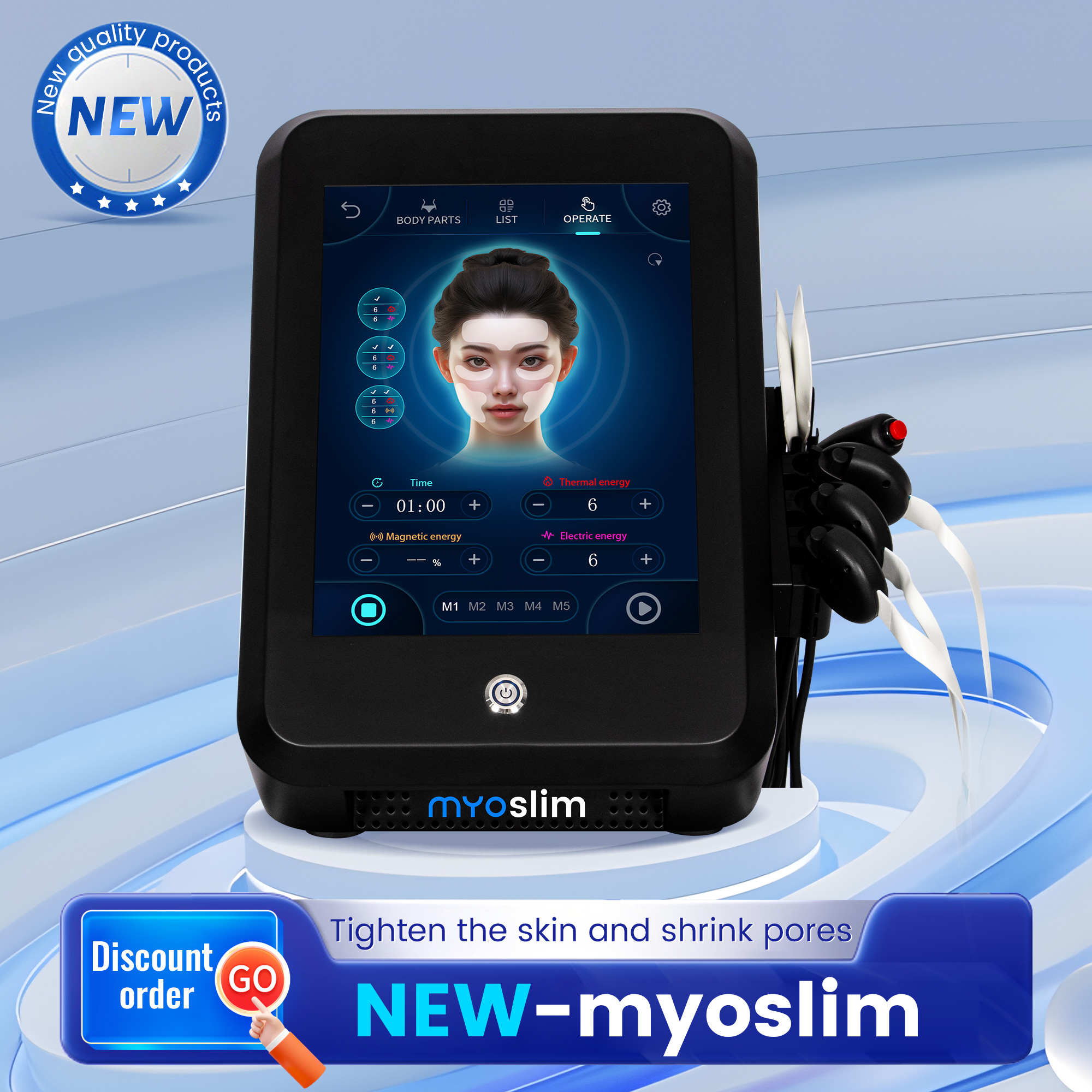 Latest Strong Pulsed Magnetic MYOSLIM And Face RF Heat Energy Output Face Vline Face Lift Wrinkle Removal Machine