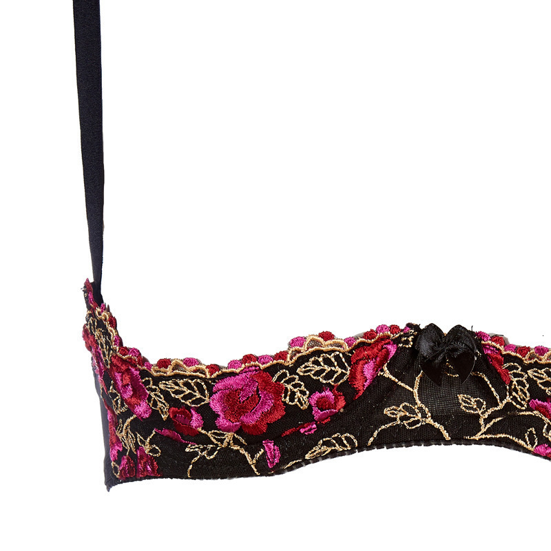 Sexy Lingerie Open Bra Crotchless Rose Lace Embroidery Bra with Panties Suit Women Sexy Underwear Set Lenceria Femenina S18101509