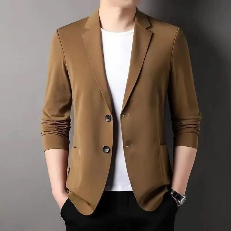 Spring Summer Men Ice Silk Thin Casual Sunscreen Blazer Fashion Casual Male Clothes Long Sleeve Big Size Slim Solid Blazers Coat 250619