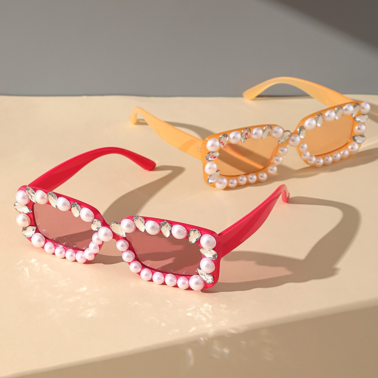 Diamond-Encrusted Pearl Fashion Ball Sunglasses Outdoor Sun Protection Party Stylish Trendy Womens Sunglasses