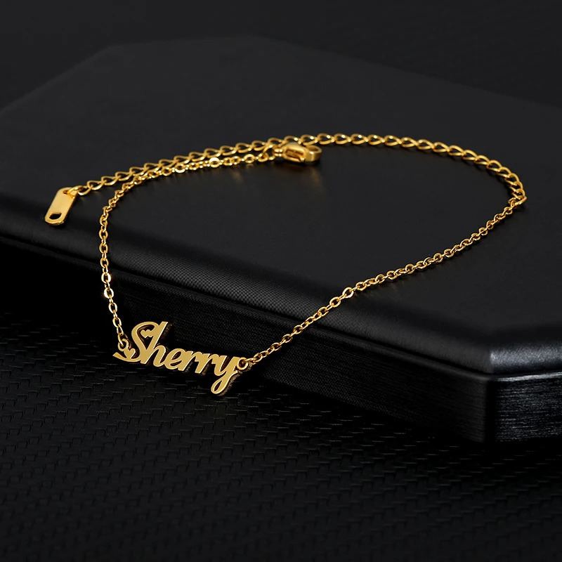 stainless steel anklet Personalized name ankle bracelet custom prenom bransoletka 250606