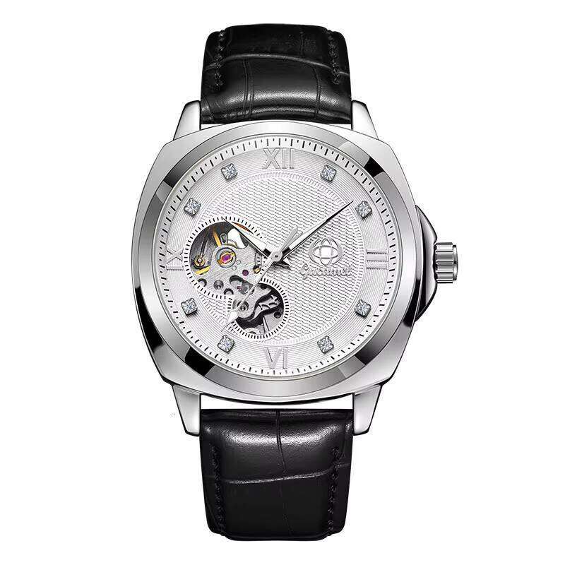 DHgadgets Amel Mechanical Skeleton Automatic Phase Men's Business Waterproof Moon Watch