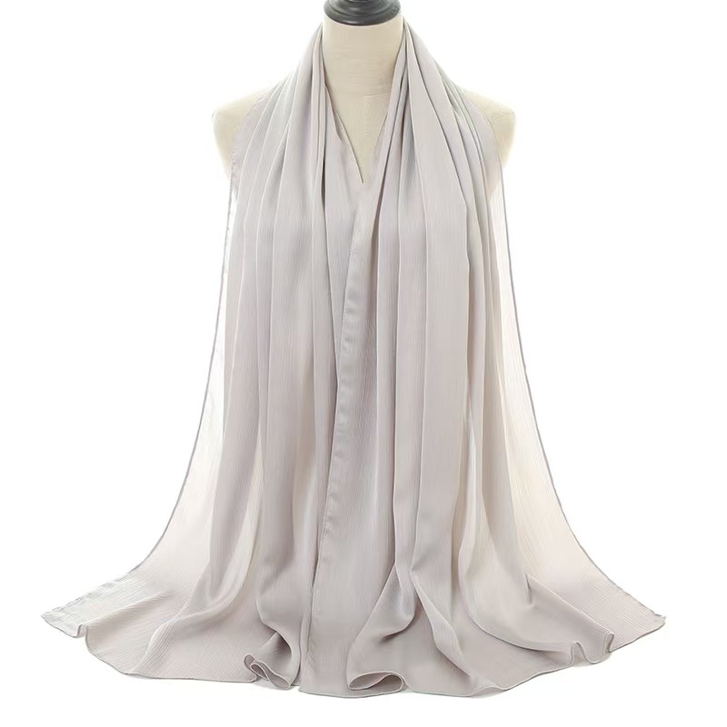 T1019 new satin crepe natural pleated scarf Malay Indonesia popular ethnic headscarf