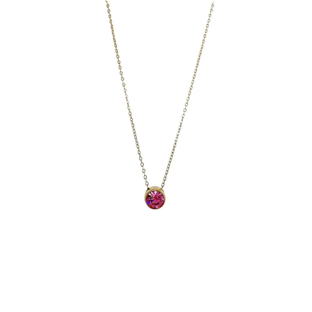 DHCollections 14K Gold Plated 316L Stainless Steel Pendant 12 Months Geometric Design Birthstone Necklace Dia Chains for Engagement Party