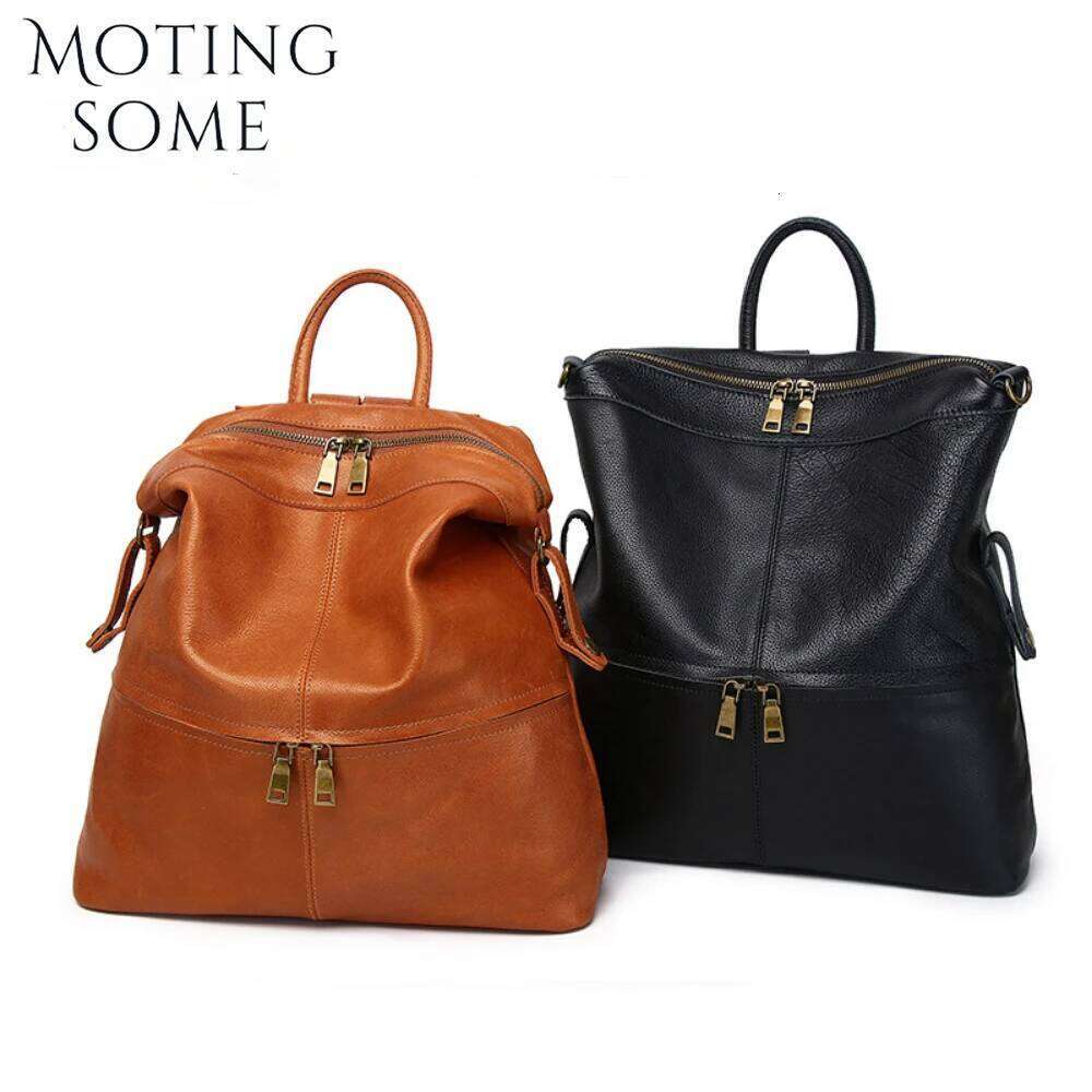 Motingsome Frist Layer Genuine Leather Backpack Spring Women's Outdoor Back Pack School Book Bag Knapsack 2025 New