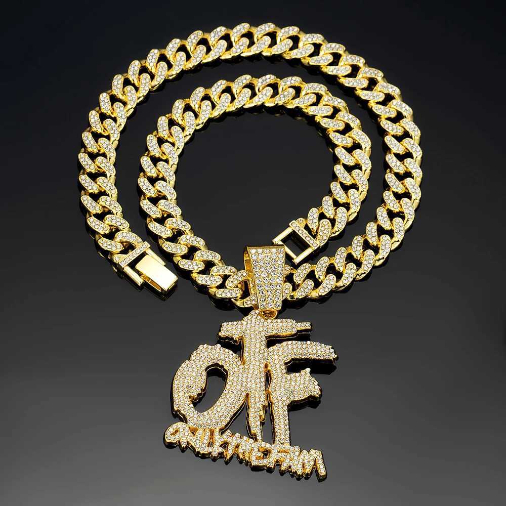 Hip Hop Fashion English Letter OTF Pendant Cuban Chain Necklace Suitable For Daily Wear By Men And Women Rock Party Jewelry W250620