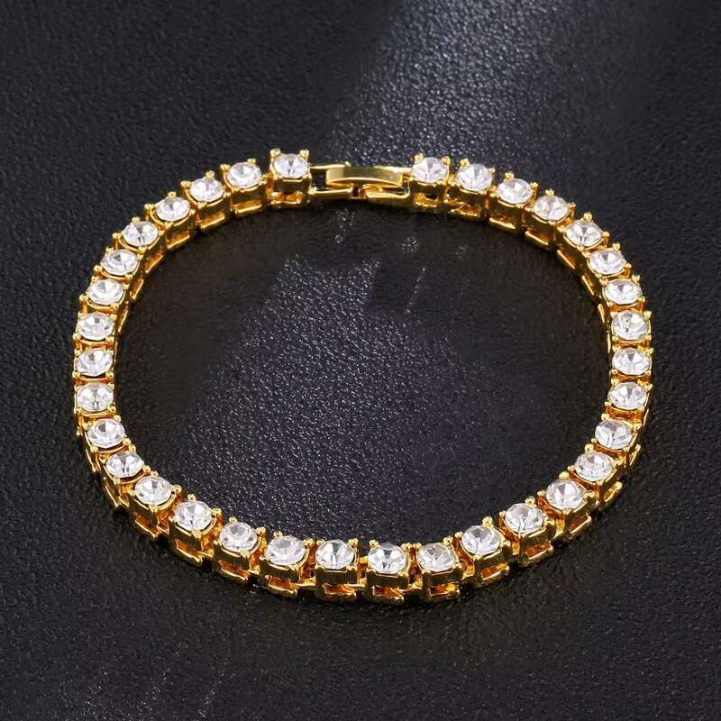 New Arrival 5mm Tennis Chain Bracelet Hip Hop Jewelry Gold Silver Material Men Women Bling Diamond Link Chain Bracelet