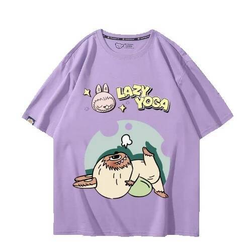 Dongdumaoyi Labubu Peripheral Short Sleeved Men And Women 2024 New Summer Pure Cotton Cute Versatile Casual T-Shirt Clothes Jackets