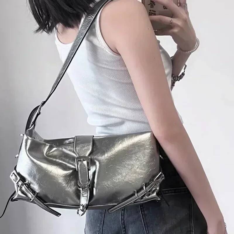 DHGM Vintage Korean All Match Streetwear Handbags Fashion Grunge Casual Shoulder Y2k Aesthetic Ins Simple Crossbody Bags Trendy