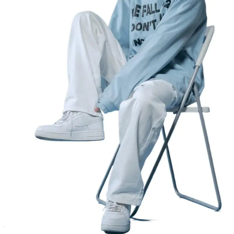Straight Jeans men white Loose unisex Denim Trousers Trend Neutral Jeans Men baggy Casual Solid Man Women Pants Hip Hop jeans 250619