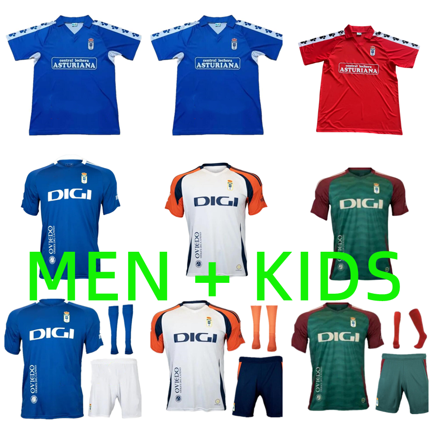 24 25 Real Oviedo Soccer Jerseys 1990 1991 Retro JIMMY S. CAZORLA BORJA CAMARASA maillots de foot HUGO ALEMAO SEOANE MOYANO PAULINO 2024 2025 Football Shirts Men kids