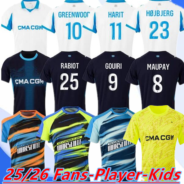 XXXL 4XL 25 26 OM MarseilleES GREENWOOD Soccer jerseys GOUIRI RABIOT HOJBJERG RONGIER MURILLO MERLIN 2025 2026 Marsei Goalkeeper RULLI Football Shirts Kids Kits
