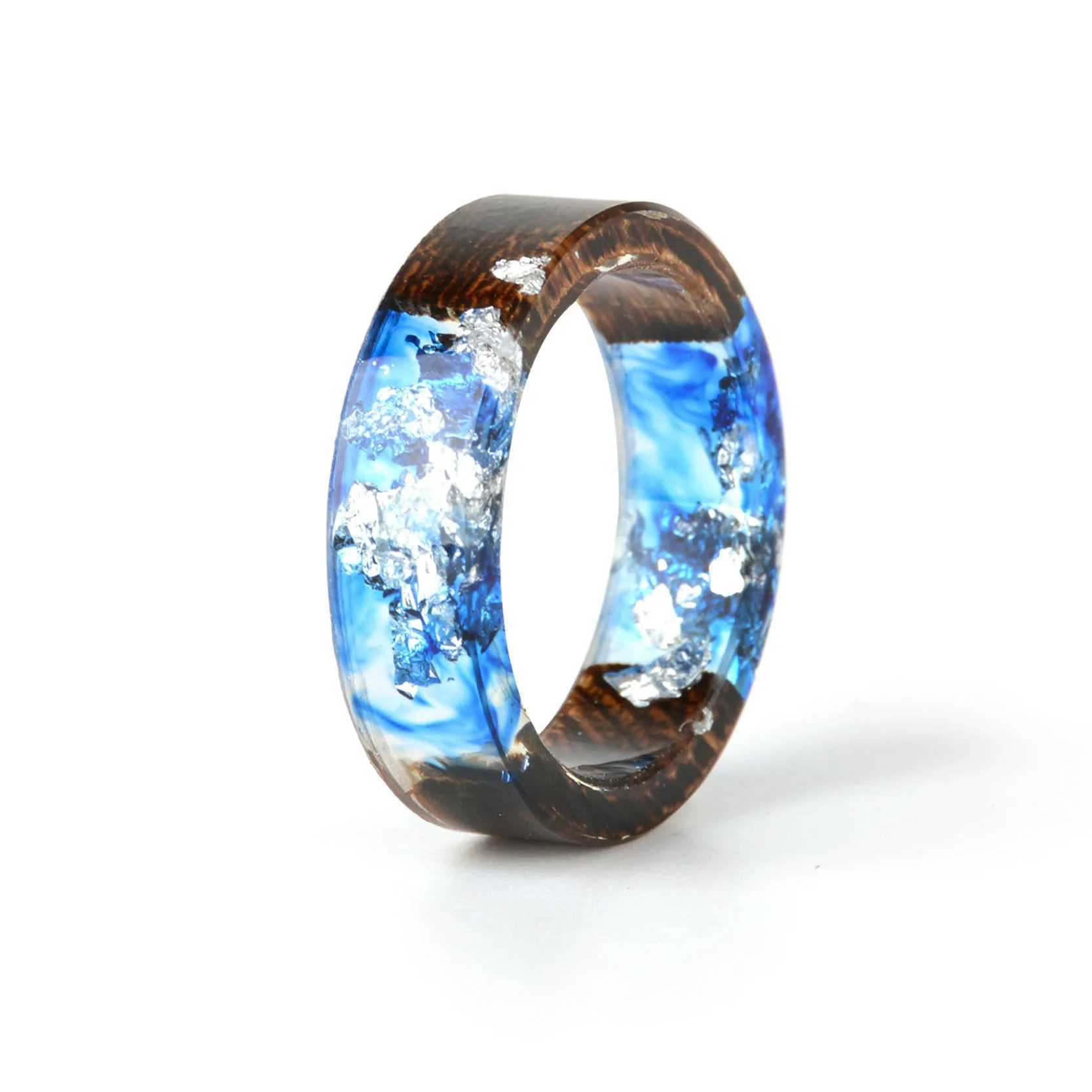 08 Wood Resin Ring DIY Handmade Dried Flowers Ring For Women Men Fashion Jewelry M250620