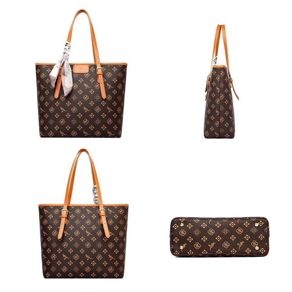 DHSM Women's Quality Soft Leather Shoulder Print Designer Handbag Ladies Casual Tote Bag Messenger Commuting Sac A Main