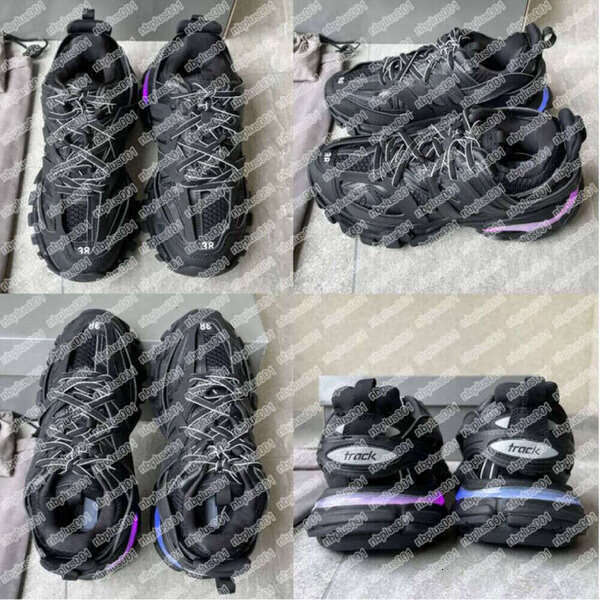 Womens Mens designer Casual Shoe Track LED Sneaker Light Grey Blue Gomma leather black pink Trainer Nylon Printed Platform for Men 3 3.0 Trainers Shoes