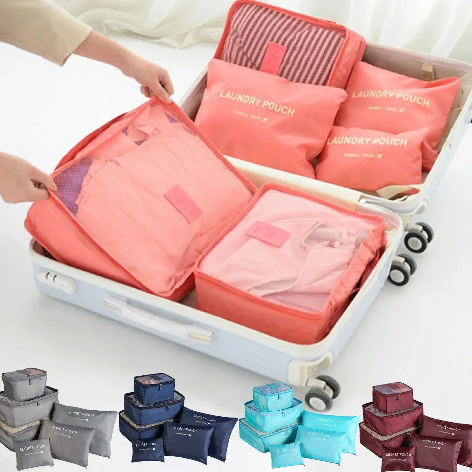 6pcs Set Travel Storage Bags Suitcase Packing Cases Portable Luggage Organizer Clothes Shoe Foldable 250612