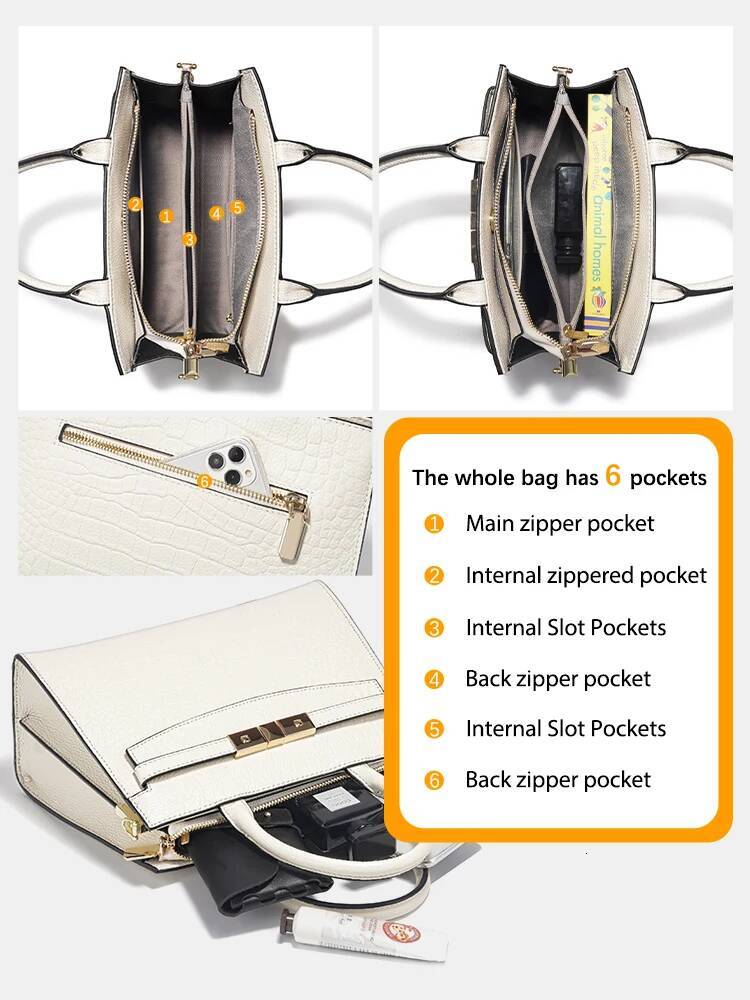 DHGM Zency Ladies Cow Skin Fashion Handbags Genuine Leather Top-handle For Work Designer Texture Crossbody Mom Bag Top