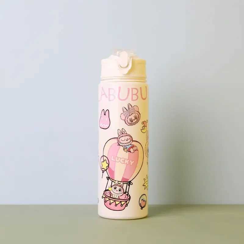 750Ml New Cartoon Labubu Straw Cup Student Hand-Held Drop-Proof Kettle Large Capacity Portable Space Cup Men Women Holiday Gifts T250620