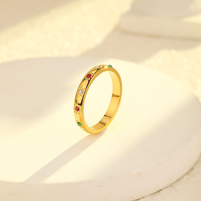 Wedding Rings Retro French colored zircon steel ring simple summer ring for women Silver Ring 230808
