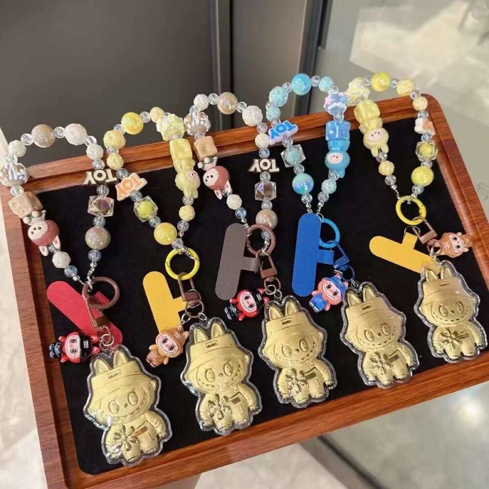 20mg 999 Bead Labubu Pure Gold Phone Chain Bag Pendant Keychain Birthday Gift
