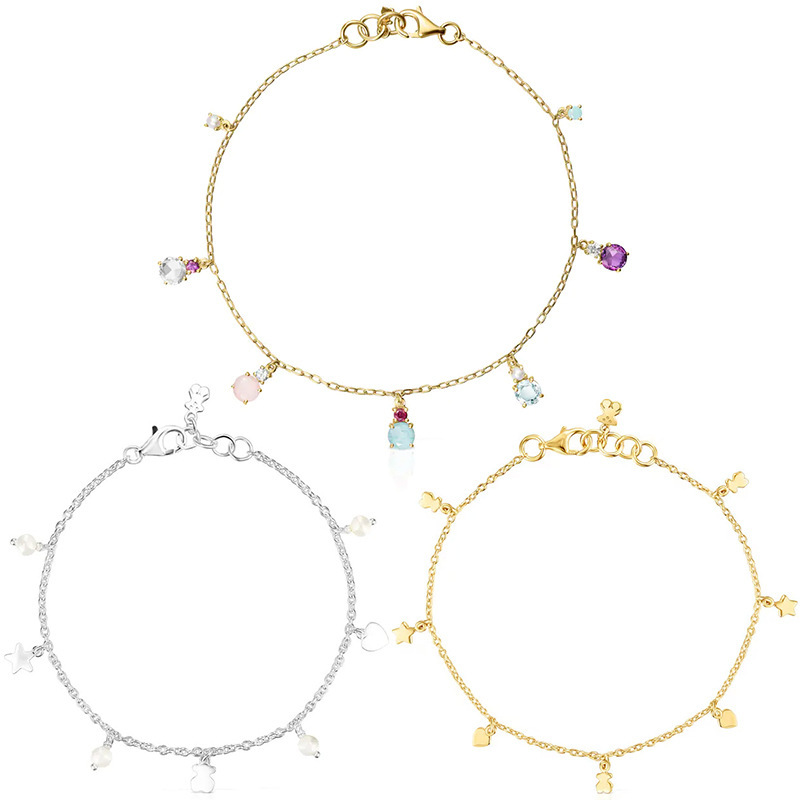 tous bear designer bracelet for women girls sweet lovely little bears designer charm bracelets S925 sterling silver simple classic nature stone bracelet jewelry