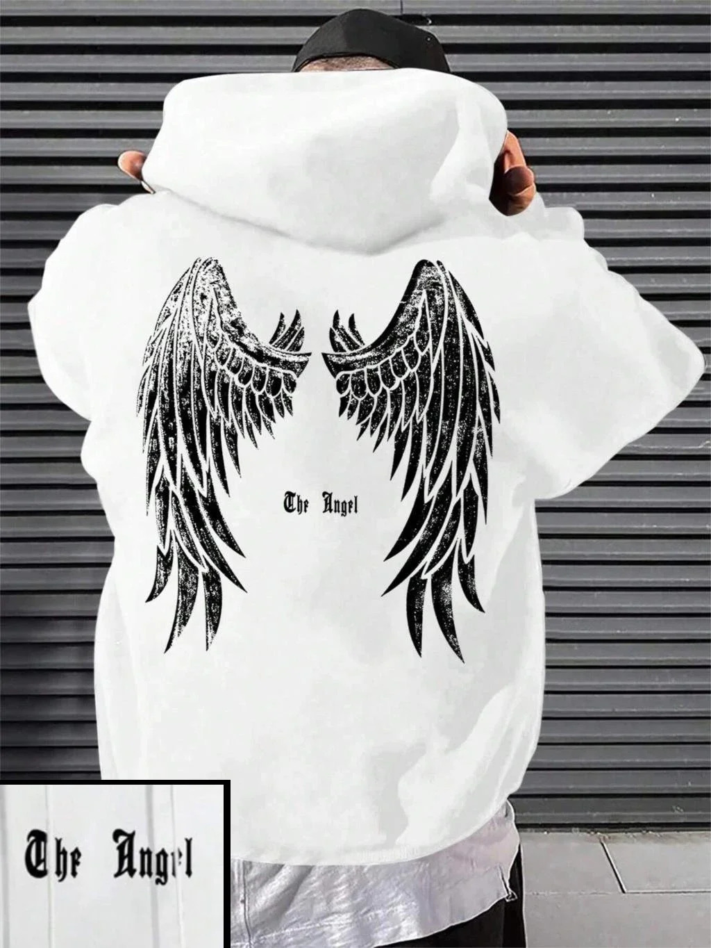 Angel Wings Printed Mens hoodie o collar all match loose sweatshirt fashion basic daily comfort fall wear 250614