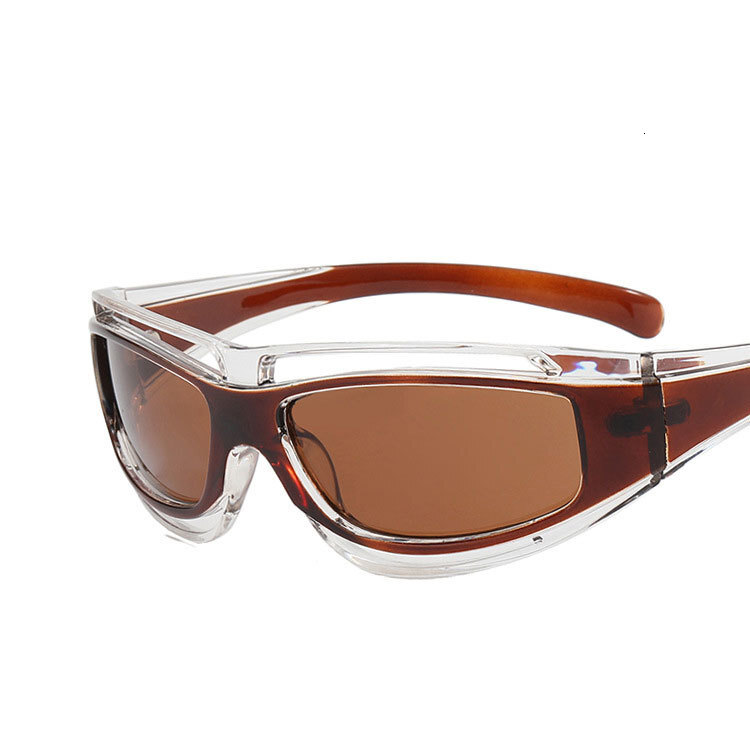 Kanye's identical sunglasses Luxury Y2K Cyber Future Tech Cat-Eye Concave Frame Unisex Sunglasses UV400 Polarized with Neon Holographic Finish In