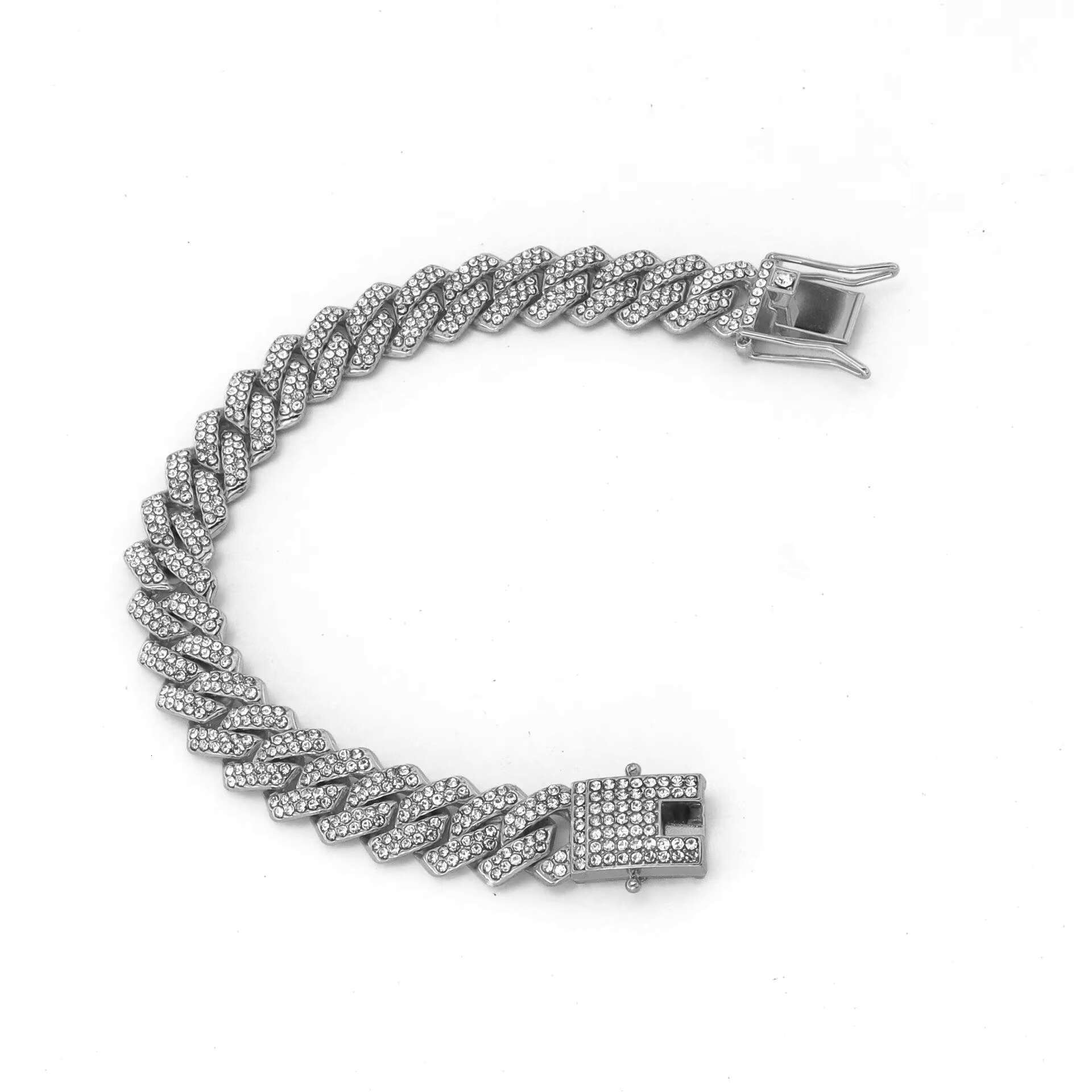 European and American Latest Design Gold Plated Hip Hop Cuban Chain Accessory Diamond Flip Cuban Chain Necklace and Bracelet